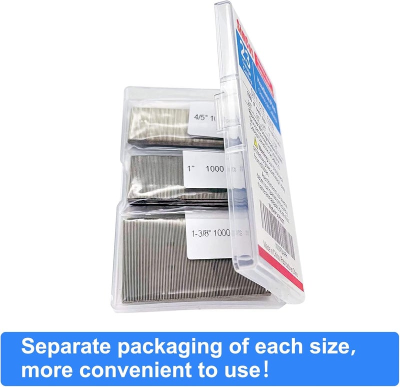 SimCos 23 Gauge Stainless Steel Pin Nails Headless Pinner Nails (3/8",9/16",3/4",1",1-3/8") Assorted 5 Sizes for Molding Cabinetry Building Assembly (5000) - Image 4